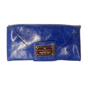 NEW GIANNI BINI Royal Blue Faux Leather Envelope Clutch